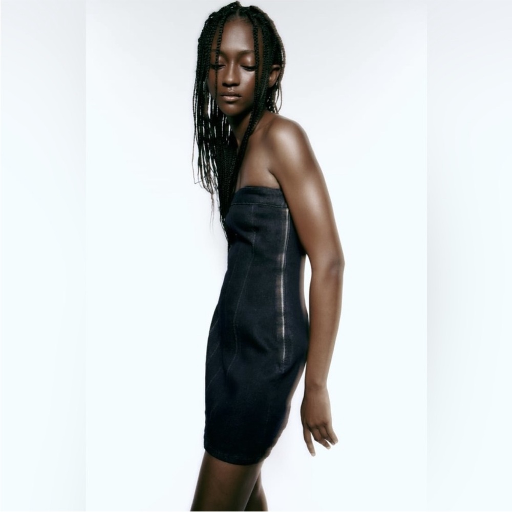 ZARA DENIM CORSET DRESS - Picture 5 of 11
